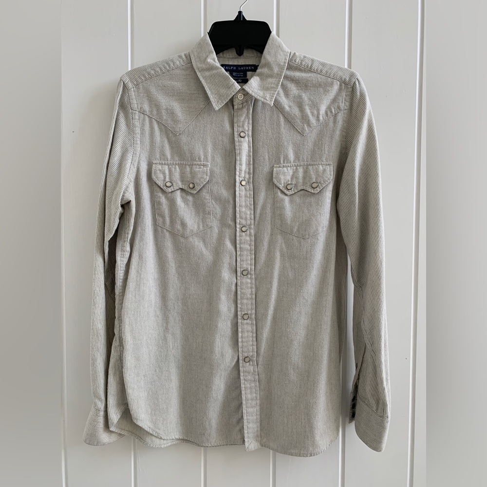 Vintage Ralph Lauren Slim Fit Western Style Striped Flannel - Size 12/M